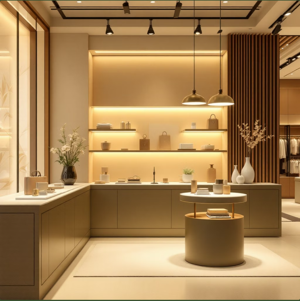 Mueble exhibidor instalado en centro comercial