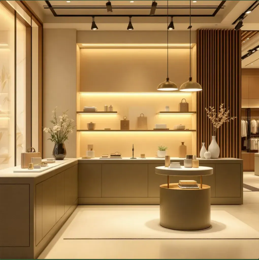 Mueble exhibidor en centro comercial